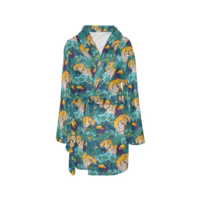 Tiger Tropical Print Design LKS301 Women's Fleece Robe