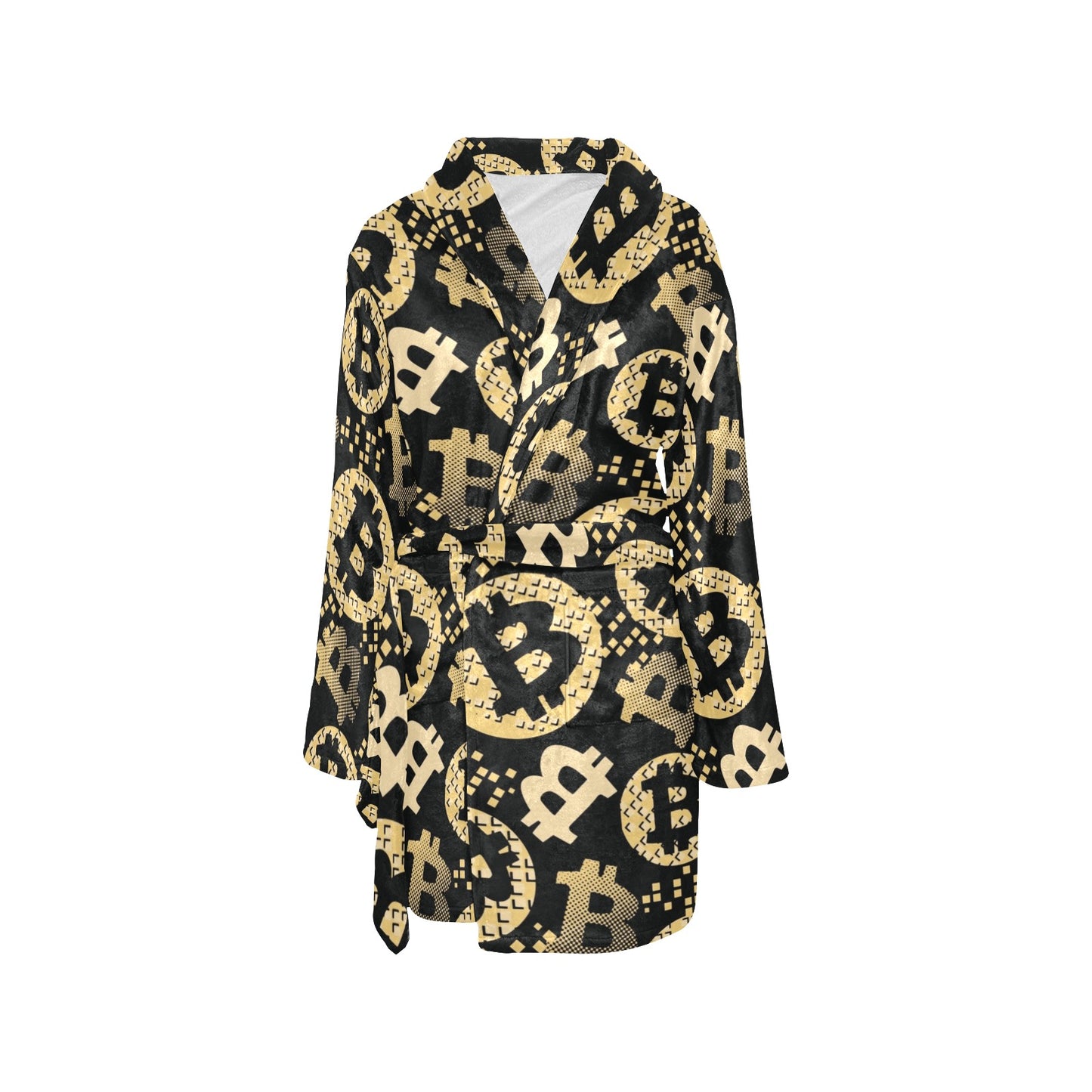 Bitcoin Pattern Print Design DO06 Women's Fleece Robe
