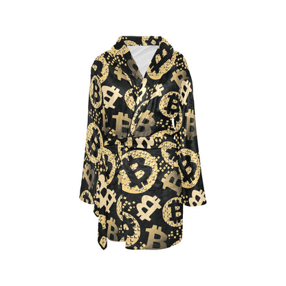 Bitcoin Pattern Print Design DO06 Women's Fleece Robe