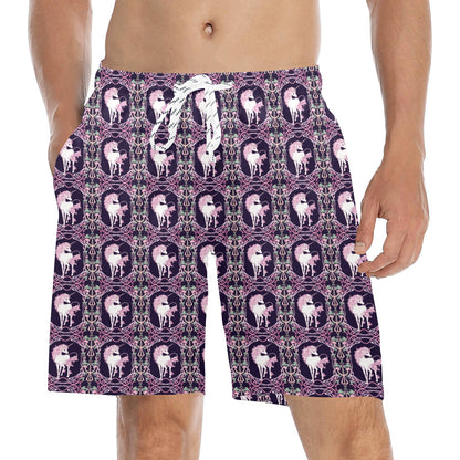 Unicorn Fantastic Flower Men's Swim Trunks Beach Shorts