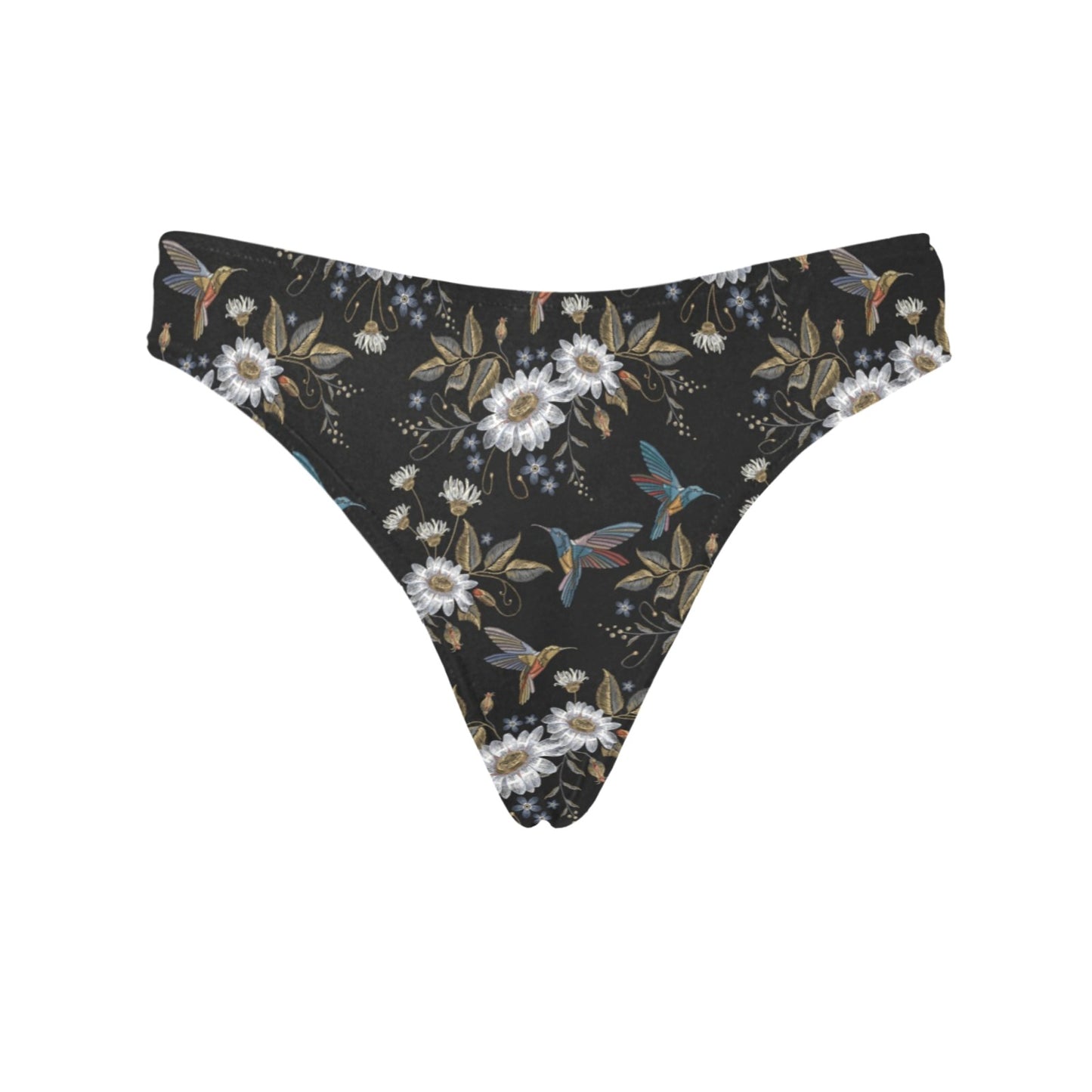 Hummingbird with Embroidery Themed Print Women's Thongs