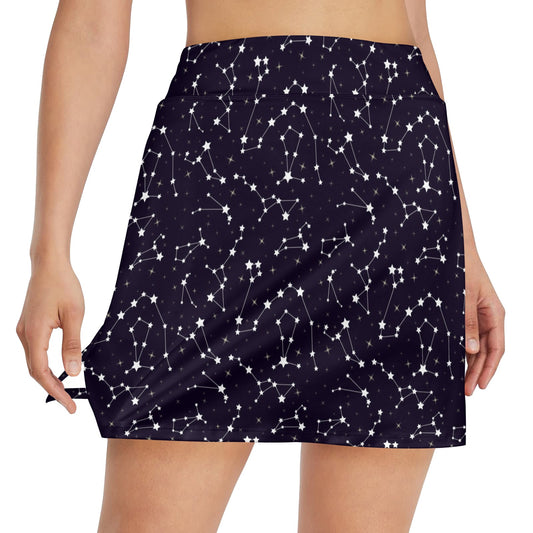 Zodiac Star Pattern Design Print 17" Golf & Pickleball Skort with Pockets