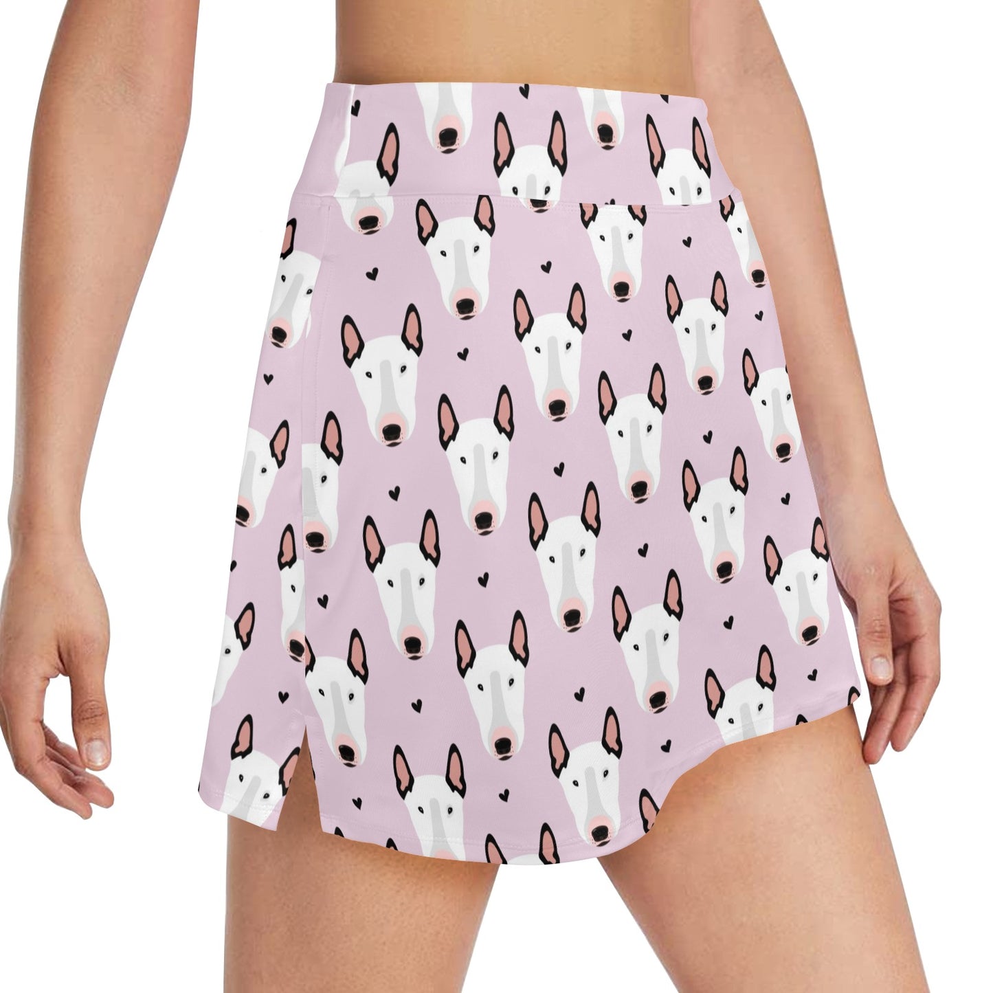 Bull Terrier Pink Print Pattern 17" Golf & Pickleball Skort with Pockets