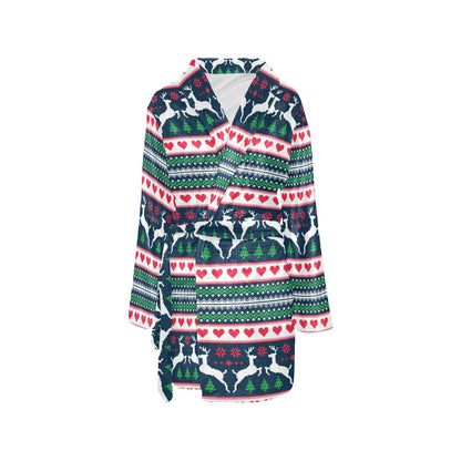 Reindeer Pattern Print Design 03 Women's Fleece Robe