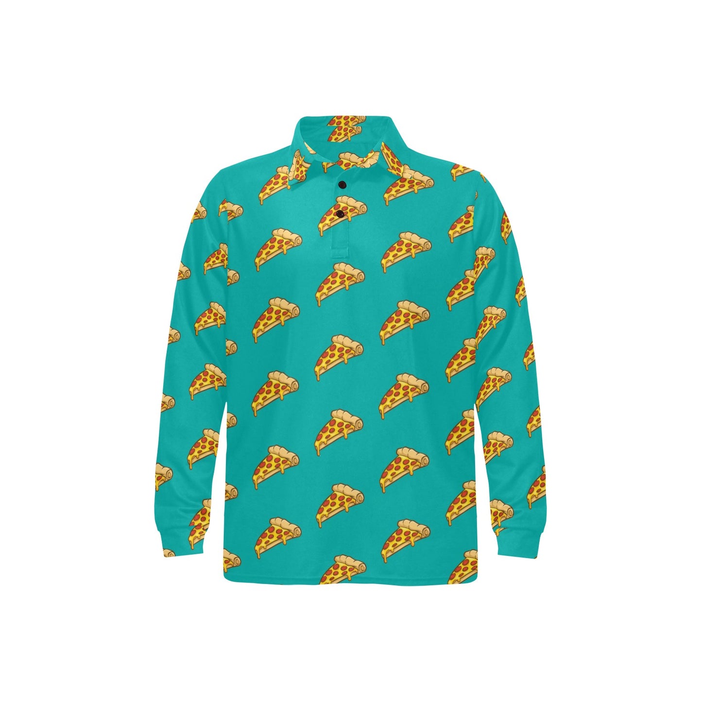 Pizza Pattern Print Design A03 Long Sleeve Polo Shirt For Men's