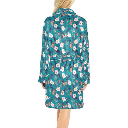 Butterfly Pattern Print Design 012 Women's Fleece Robe