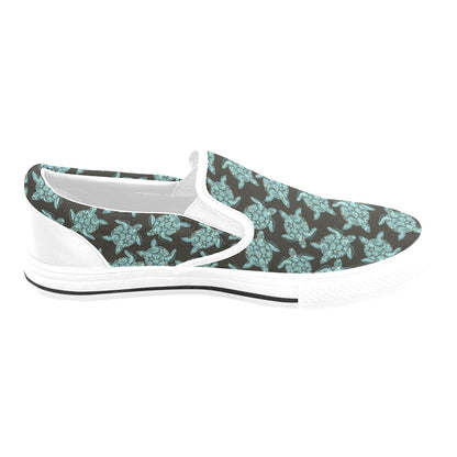 Sea Turtle Print Design LKS302 White Slip Ons Canvas Women's Shoes