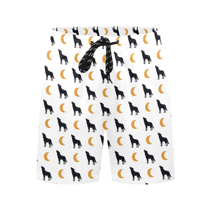 Wolf Moon Print Design LKS302 Men's Swim Trunks Beach Shorts