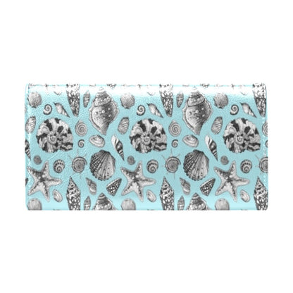 Seashell Beach Print Design LKS302 Women's Trifold Wallet