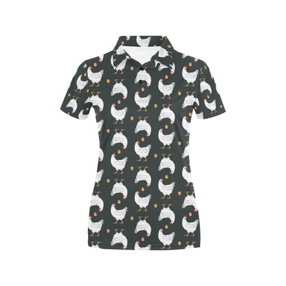 Chicken Pattern Print Design 06 Women's Polo Shirt