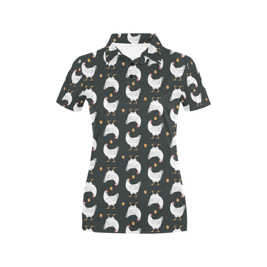 Chicken Pattern Print Design 06 Women's Polo Shirt