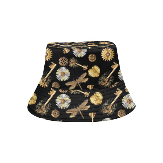 Steampunk Key Dragonfly Print Design LKS303 Unisex Bucket Hat