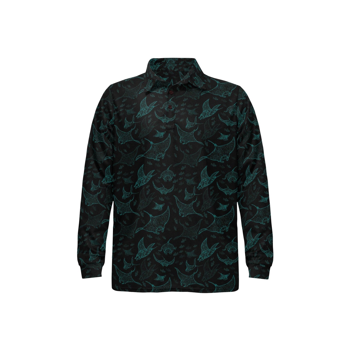 Manta Ray Print Design LKS402 Long Sleeve Polo Shirt For Men's