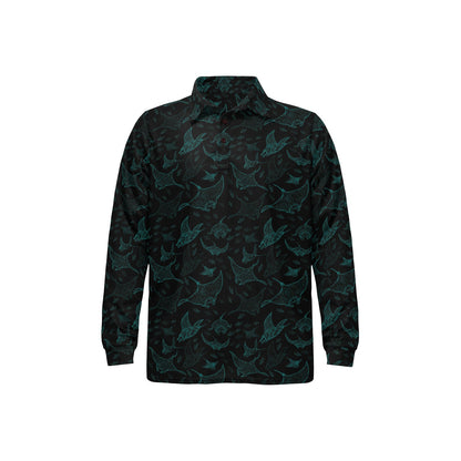 Manta Ray Print Design LKS402 Long Sleeve Polo Shirt For Men's