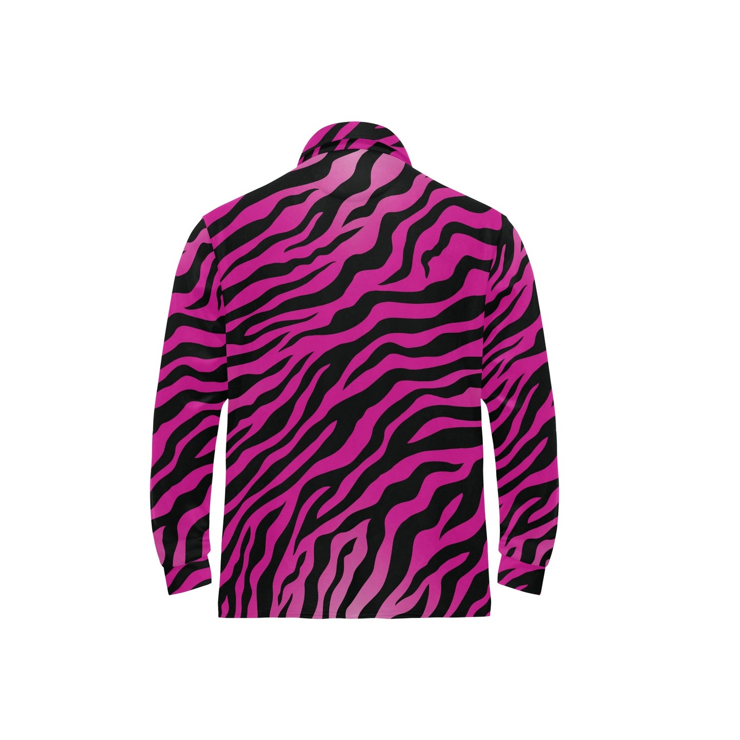Pink Zebra Long Sleeve Polo Shirt For Men's