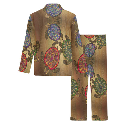Sea Turtle Tribal Colorful Men's Long Pajama Set