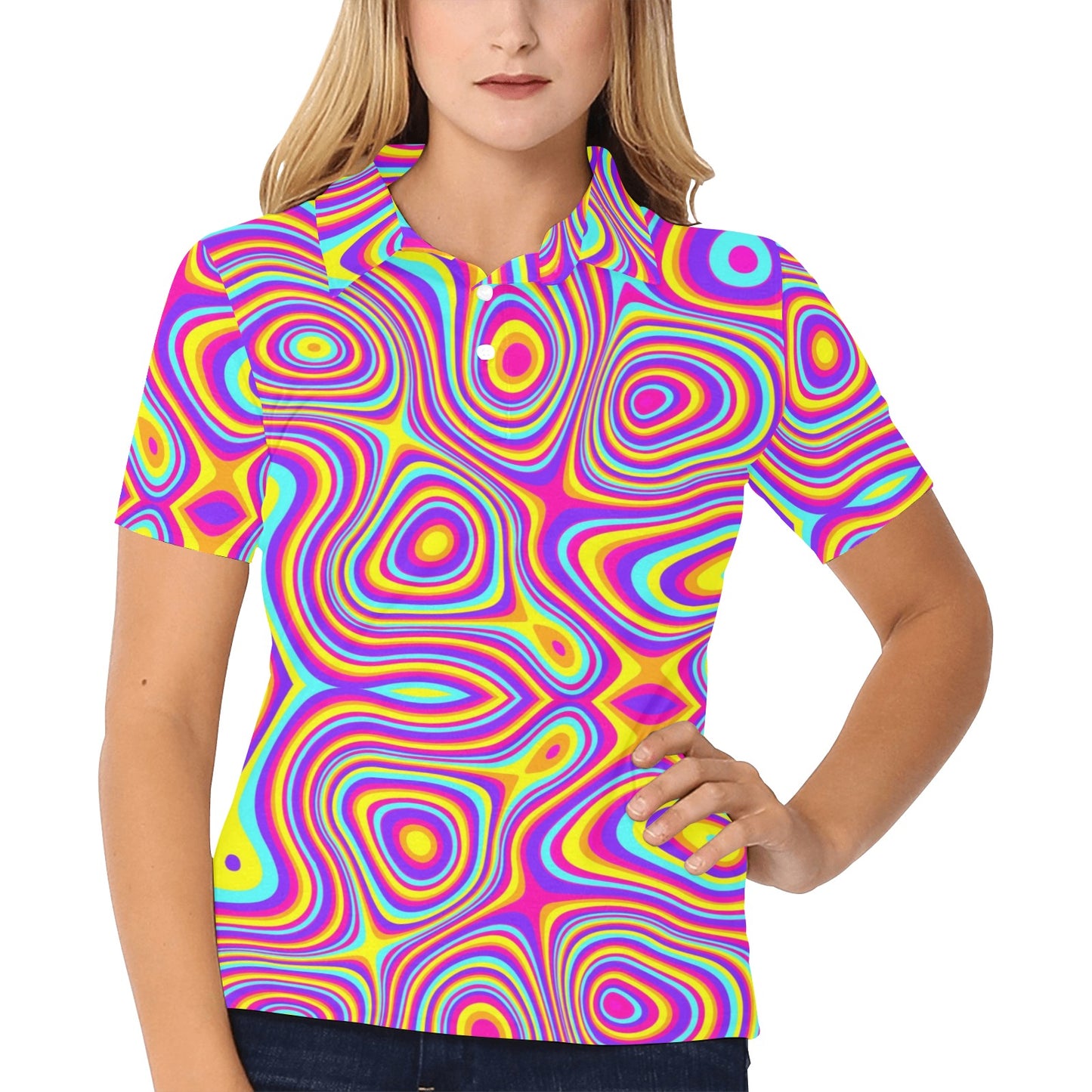 Liquid Pattern Print Design 06 Women's Polo Shirt
