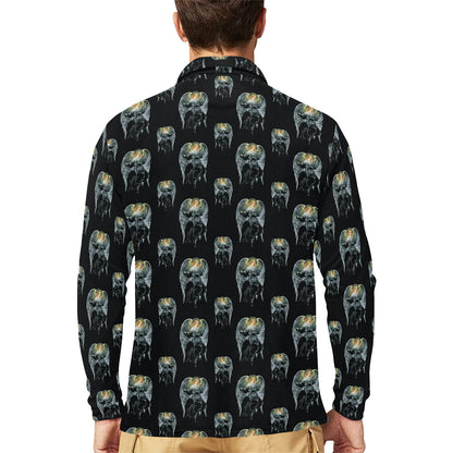 Angel with Wings Cute Design Print Long Sleeve Polo Shirt For Men's