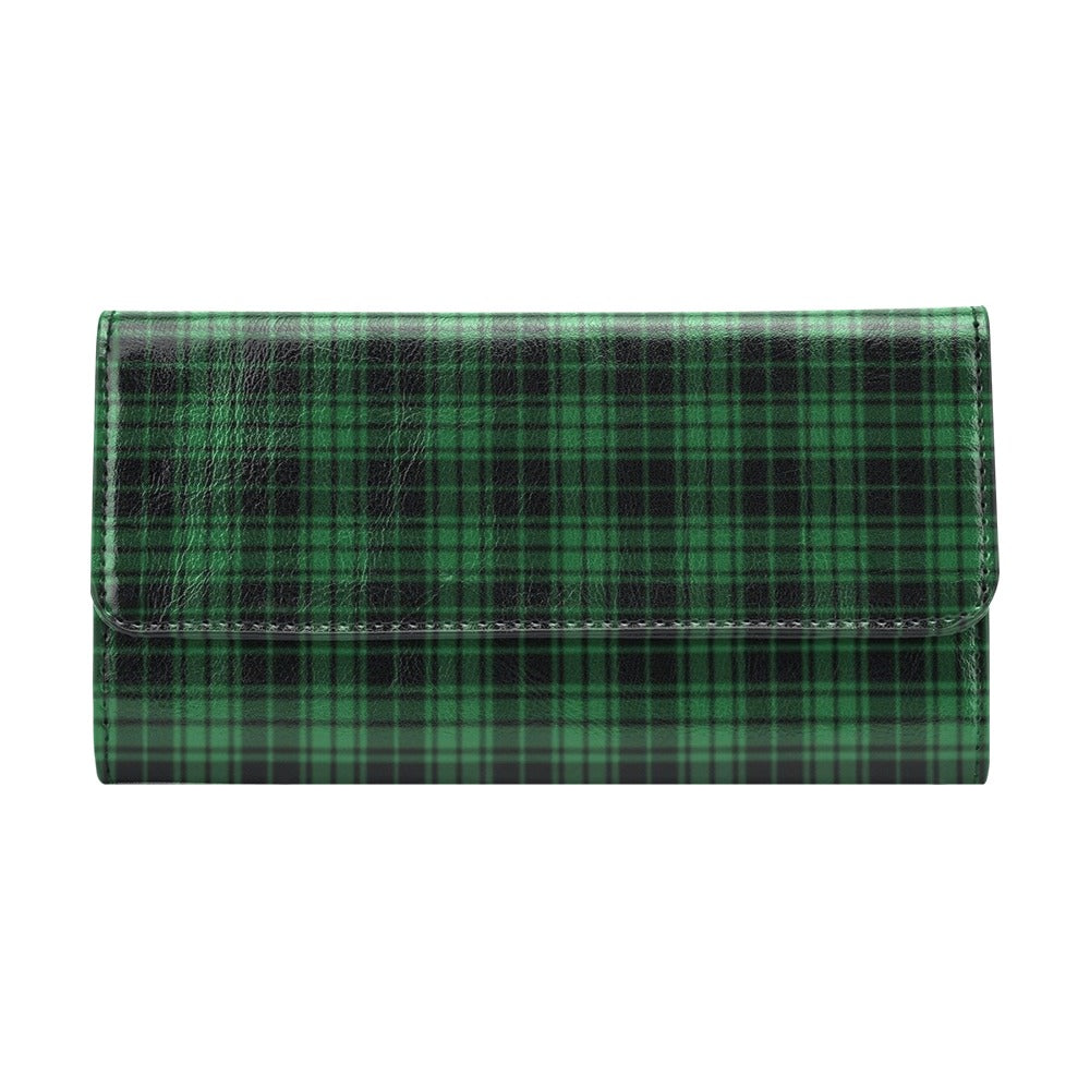 Green Tartan Plaid Pattern Women's Trifold Wallet