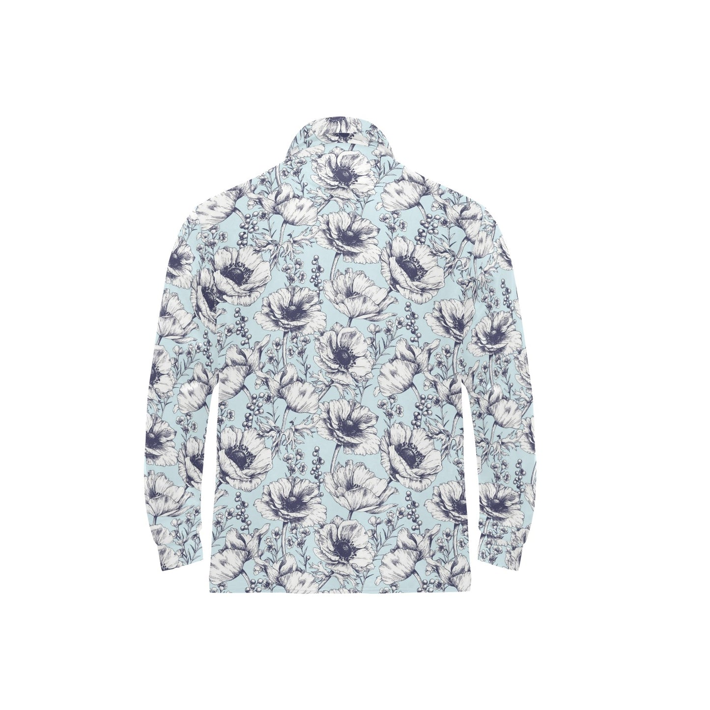 Anemone Pattern Print Design 02 Long Sleeve Polo Shirt For Men's