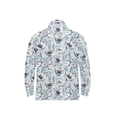 Anemone Pattern Print Design 02 Long Sleeve Polo Shirt For Men's