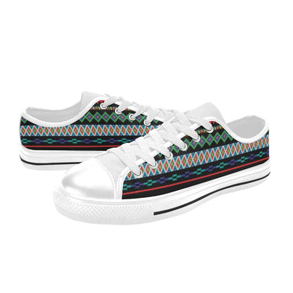 Southwest Pattern Print Design LKS302 Women's White Low Top Shoes