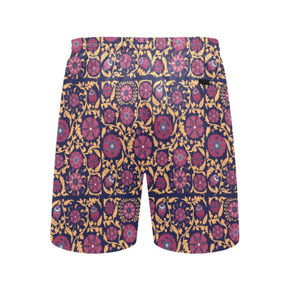 Suzani Print Design LKS303 Men's Swim Trunks Beach Shorts