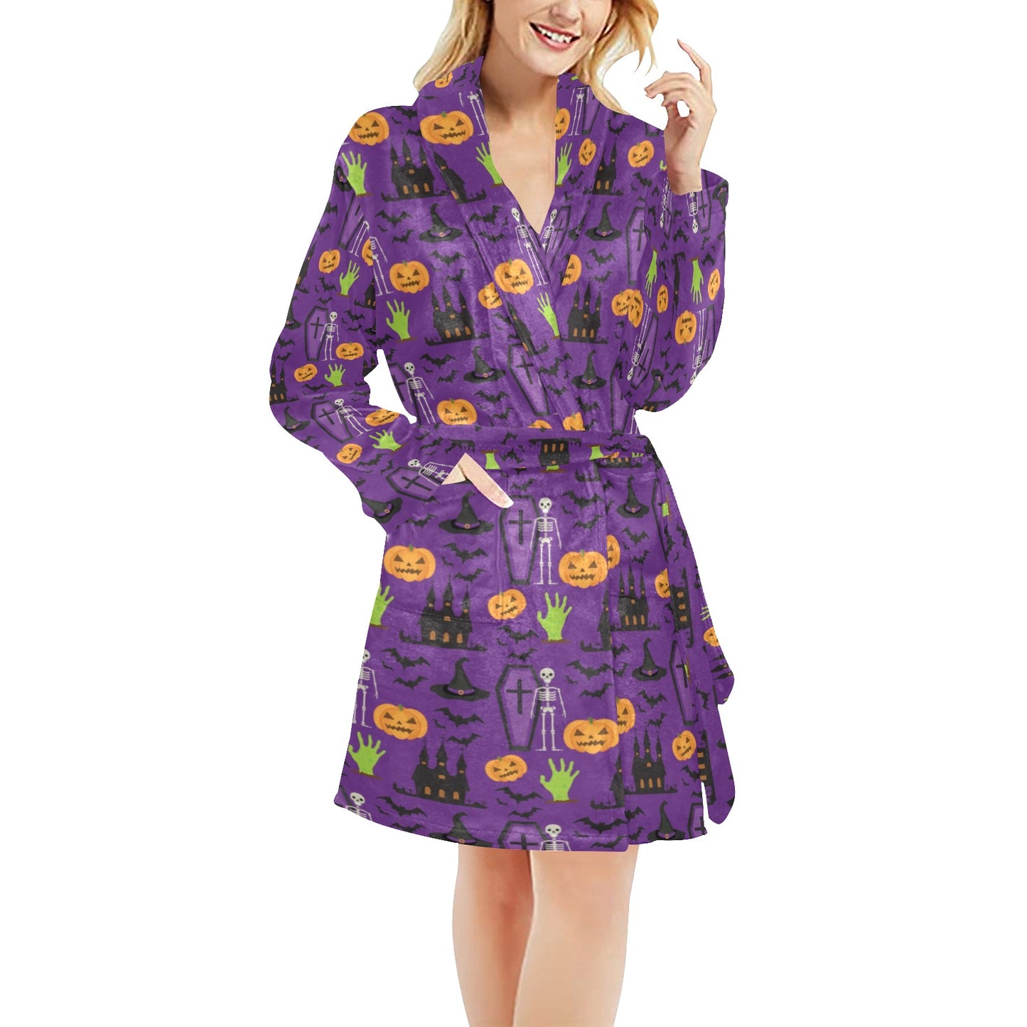 Halloween Print Design LKS403 Women's Fleece Robe