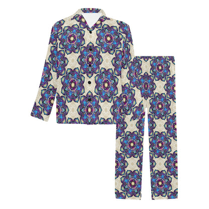 lotus Boho Pattern Print Design LO08 Men's Long Pajama Set