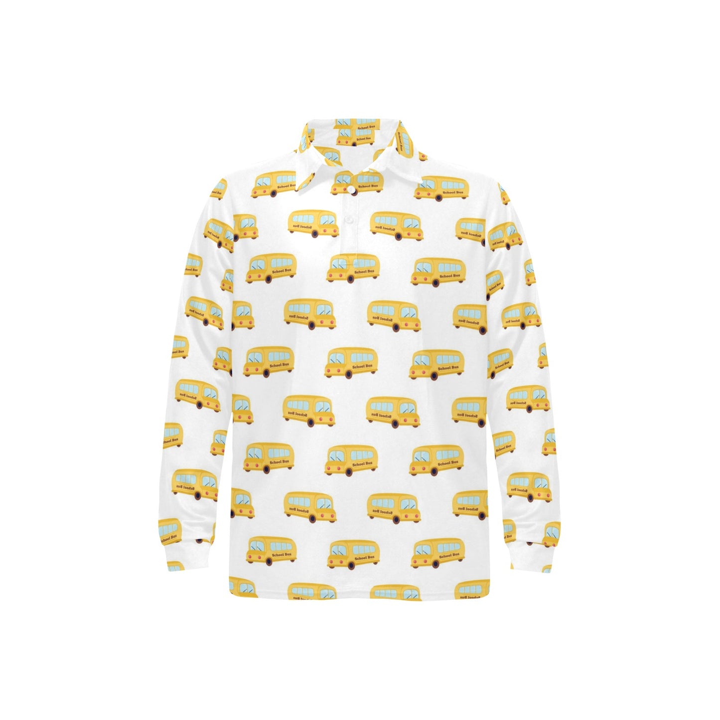 School Bus Print Design LKS306 Long Sleeve Polo Shirt For Men's