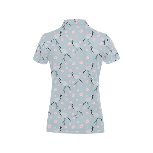 Sakura Bird Print Design LKS304 Women's Polo Shirt