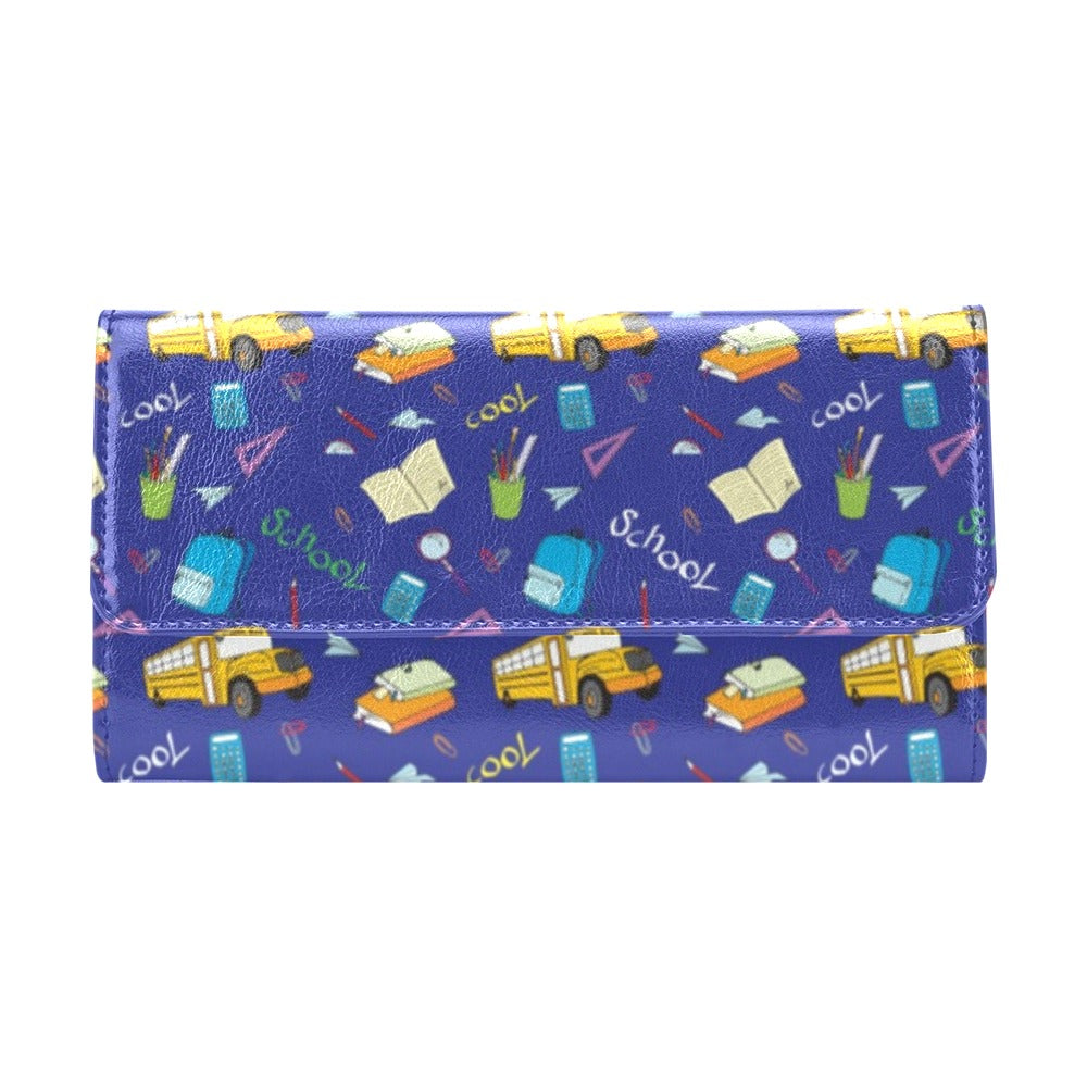 School Bus Print Design LKS307 Women's Trifold Wallet