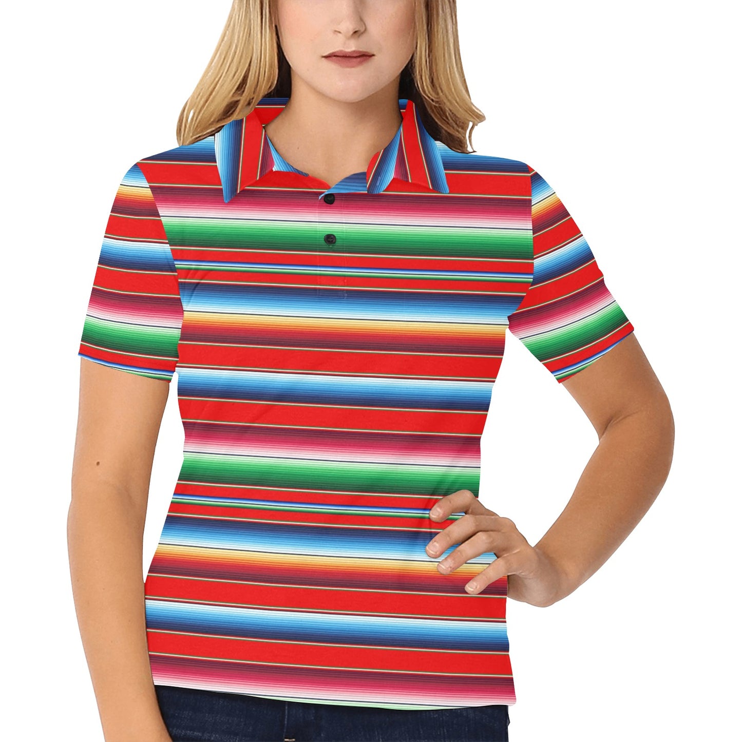 Serape Print Women's Polo Shirt