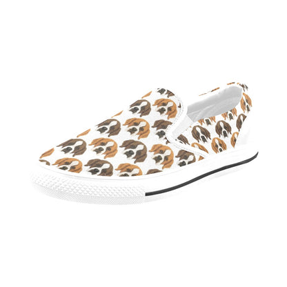 St Bernards Print Design LKS301 White Slip Ons Canvas Women's Shoes
