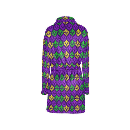 Mardi Gras Pattern Print Design 02 Women's Fleece Robe