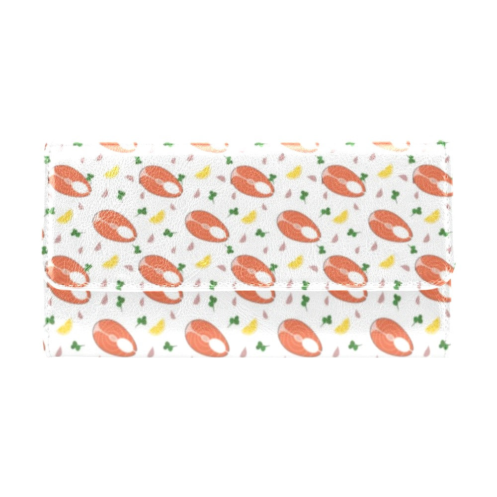 Salmon Steak Print Design LKS303 Women's Trifold Wallet