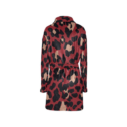 Cheetah Red Print Pattern Women's Fleece Robe