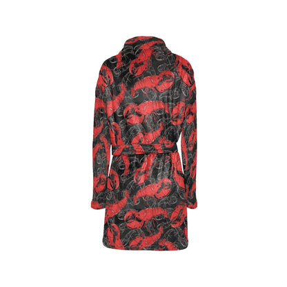 Lobster Pattern Print Design 04 Women's Fleece Robe