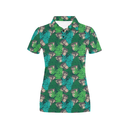 Chimpanzee Pattern Print Design 01 Women's Polo Shirt