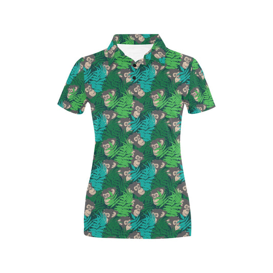 Chimpanzee Pattern Print Design 01 Women's Polo Shirt