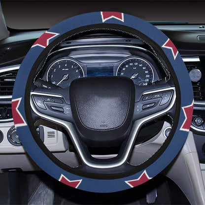 Star Red Blue Print Design LKS301 Steering Wheel Cover with Elastic Edge