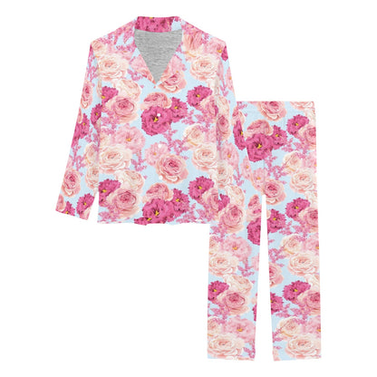 Lisianthus Pattern Print Design LT05 Women's Long Pajama Set