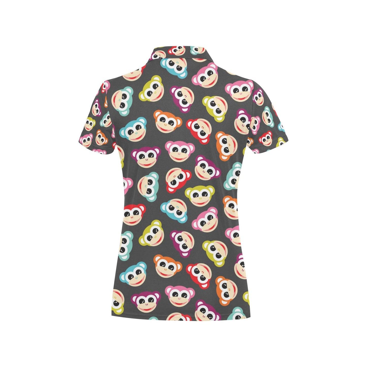 Monkey Head Design Themed Print Women's Polo Shirt