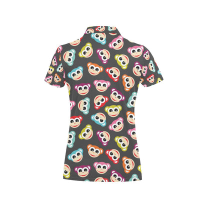 Monkey Head Design Themed Print Women's Polo Shirt