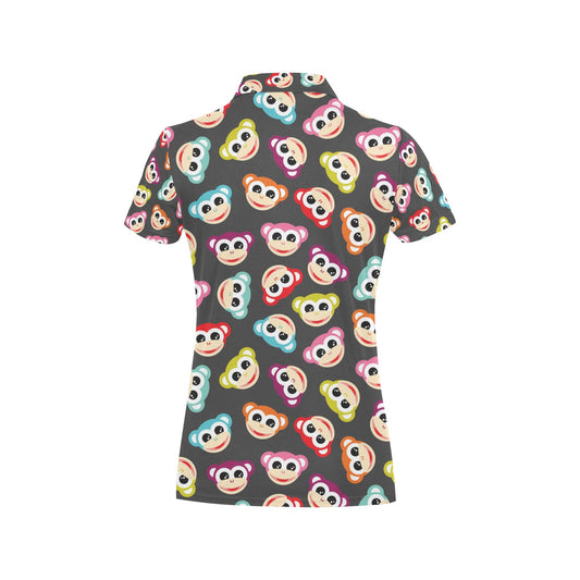 Monkey Head Design Themed Print Women's Polo Shirt