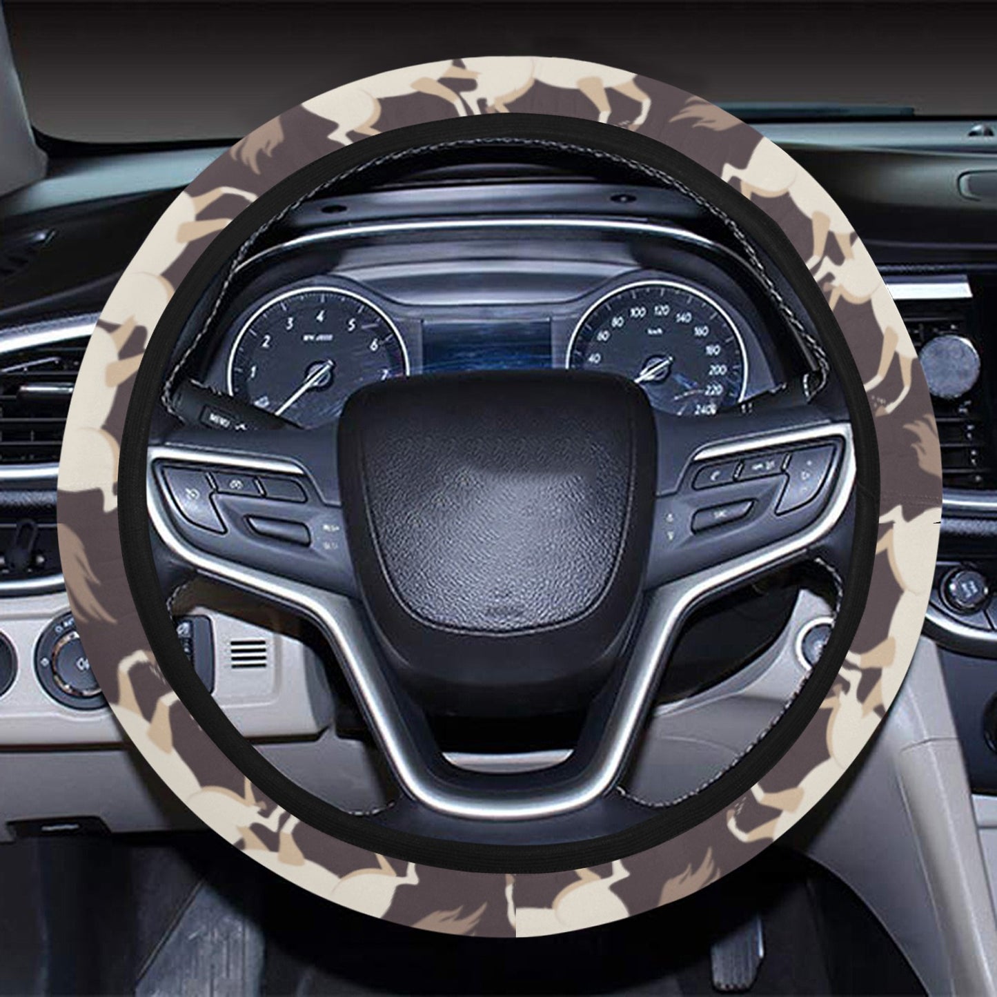 Horse Print Design LKS304 Steering Wheel Cover with Elastic Edge