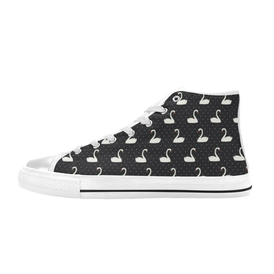 Swan Print Design LKS401 Men's High Top Canvas Shoes
