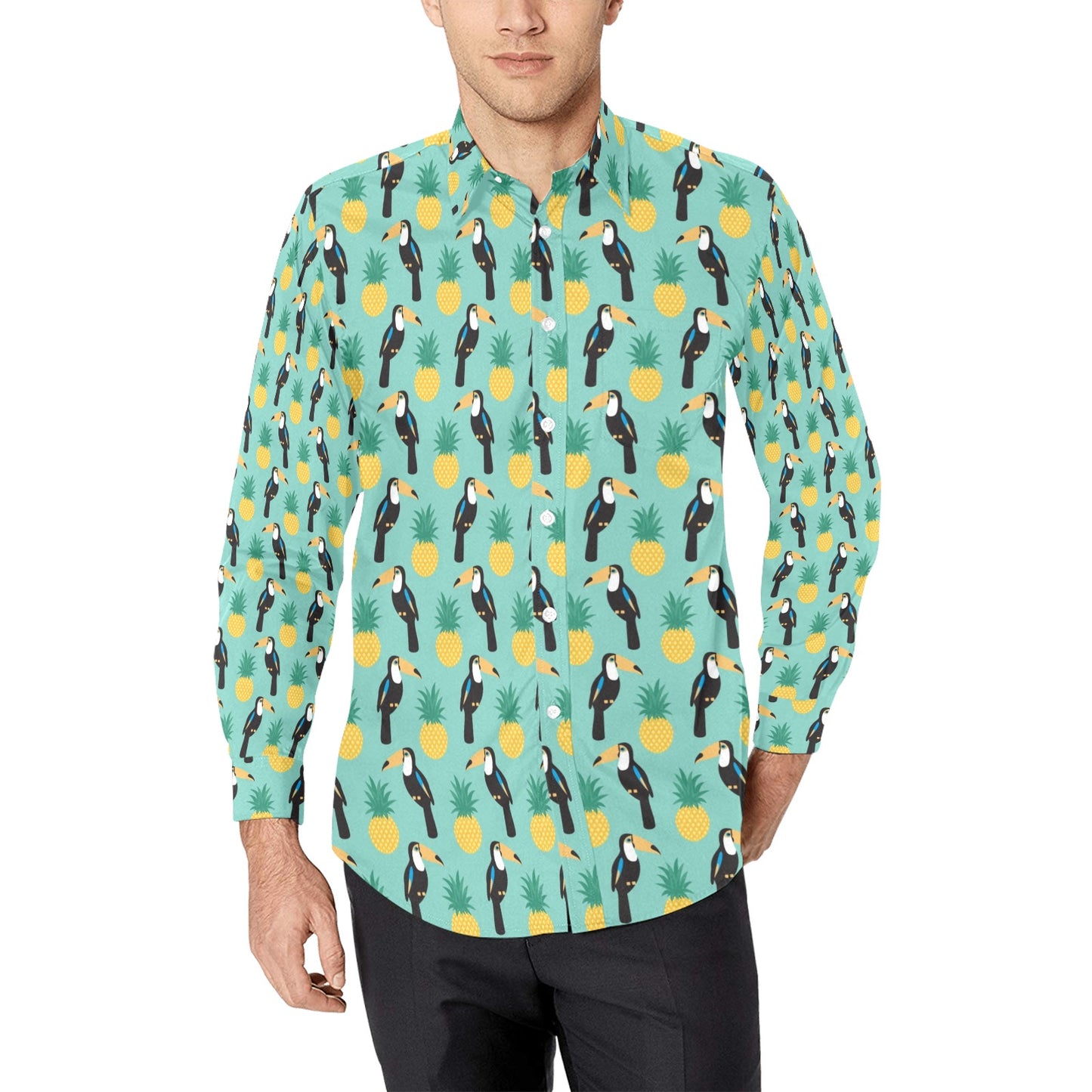 Toucan Print Design LKS301 Men's Long Sleeve Dress Shirt