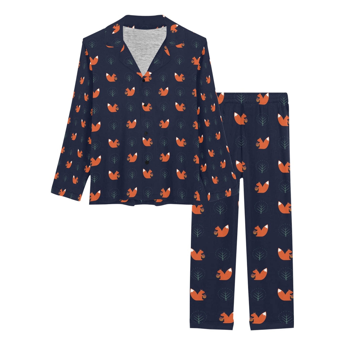 Squirrel Print Design LKS303 Women's Long Pajama Set