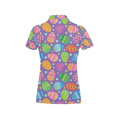 Easter Eggs Pattern Print Design RB010 Women's Polo Shirt